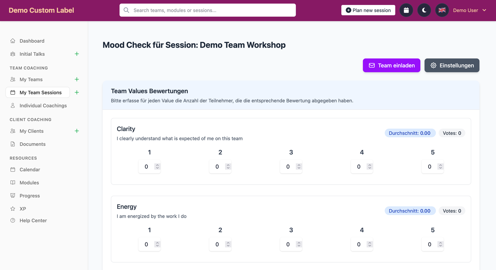 Bold Bloom team mood tracking dashboard